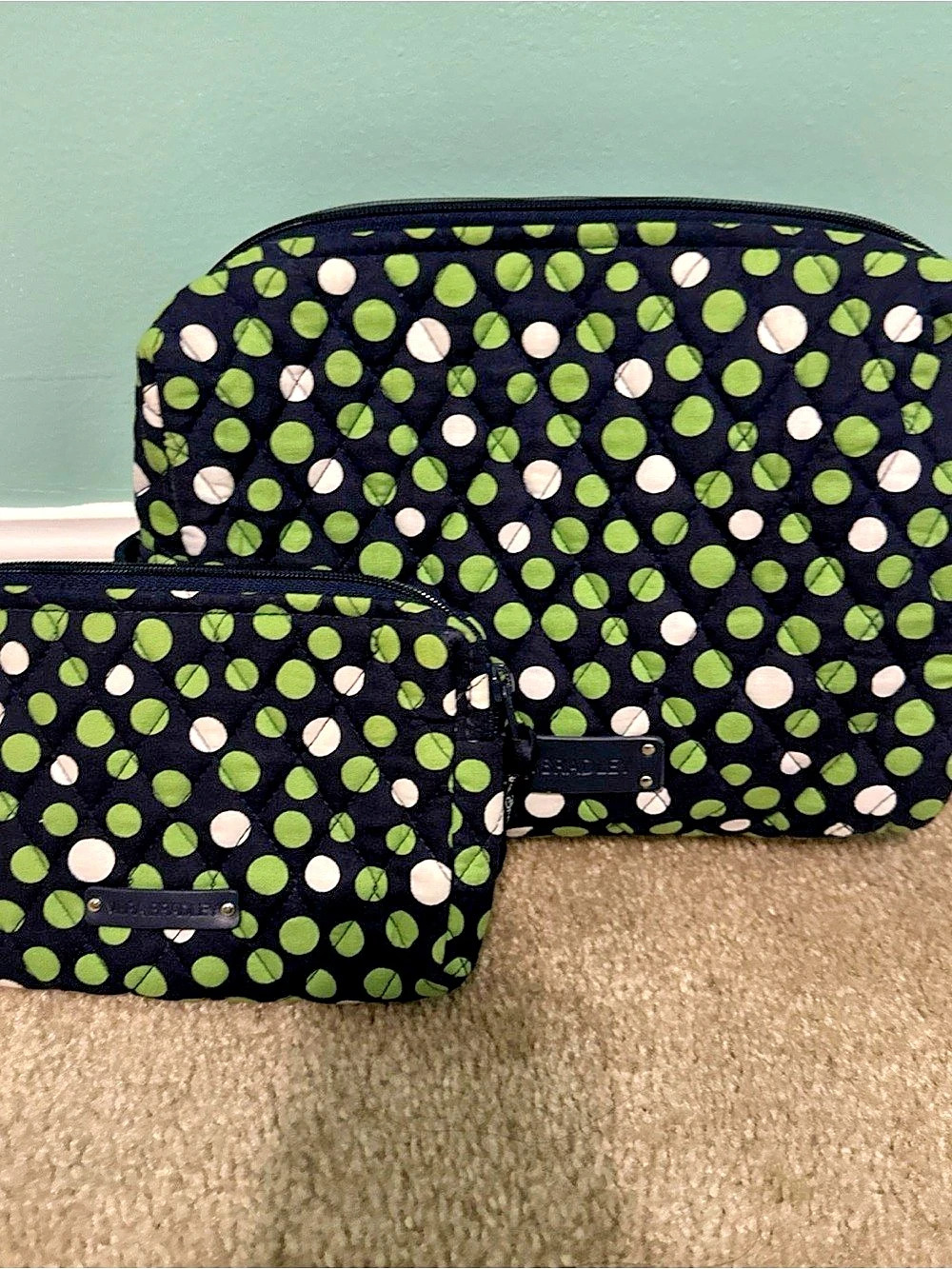 Vera Bradley Polka Dot lucky you Cosmetic Pouch Set